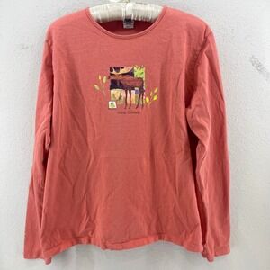 Vintage Suttons Sportswear Moose Ouray Colorado Shirt Womens M Salmon Granola